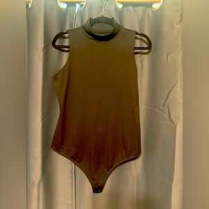 Nine West Black Sleeveless turtleneck thong bodysuit